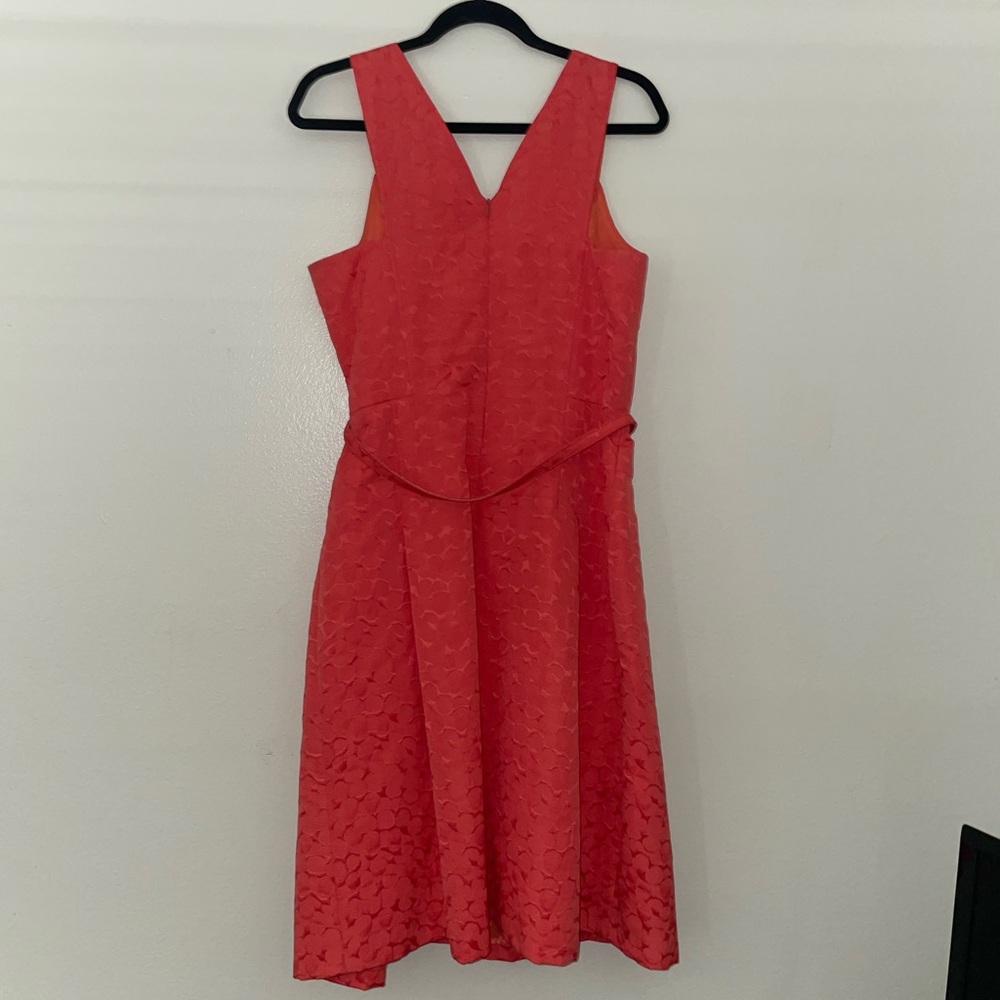 David Meister Sleeveless Jacquard Dress size 12 Coral